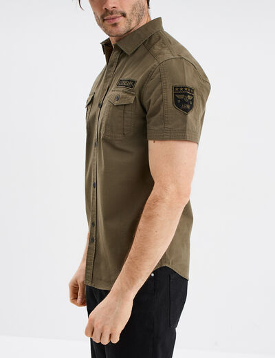 Chemise manches courtes Liberto vert kaki homme