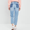 Jeans straight 7/8ème denim bleach femme
