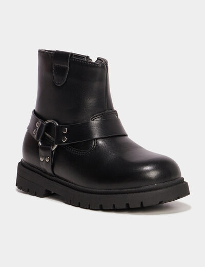Bottines crantées avec boucles Liberto noir fille