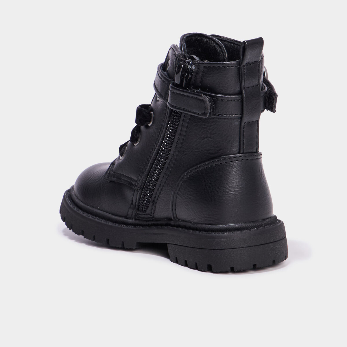 Boots crant&eacute;es avec boucles coeur noir b&eacute;b&eacute; fille