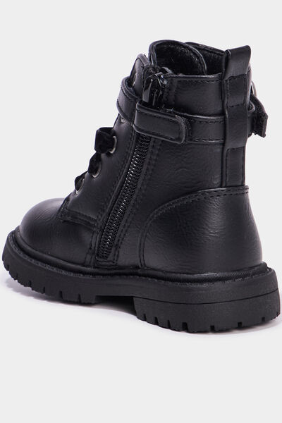 Boots crant&eacute;es avec boucles coeur noir b&eacute;b&eacute; fille