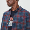 Chemise manches longues droite en coton bleu marine homme