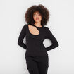 T-shirt côtelé avec ouverture Liberto noir femme