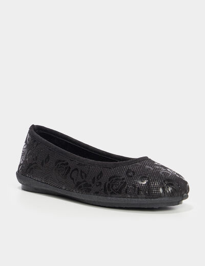 Chaussons ballerines détails irisés noir femme