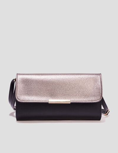 Sac pochette avec rabat métallisé couleur or femme