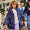 Parka droite à capuche bleu marine fille