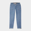 Jeans droit cropped taille &eacute;lastiqu&eacute;e denim stone femme