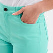 Short en jean slim coton stretch bleu turquoise femme