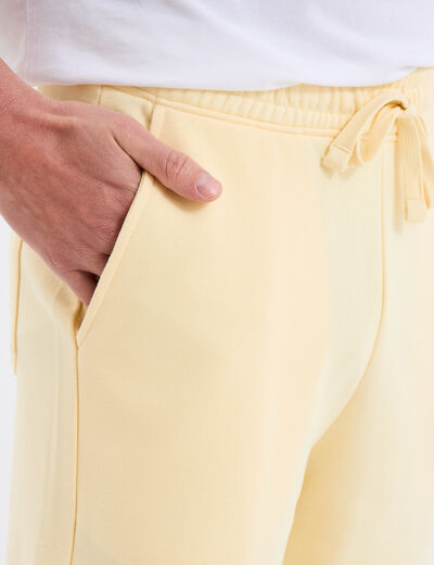 Short de jogging en molleton jaune clair homme