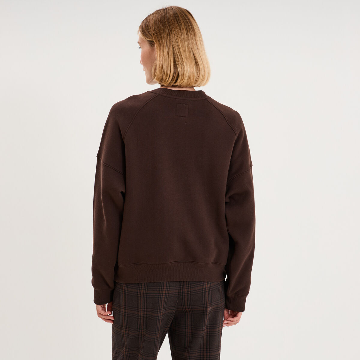 Sweat oversize logo NAF NAF brod&eacute; marron fonc&eacute; femme