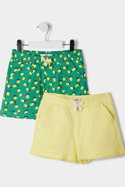 Lot 2 shorts vert foncé fille