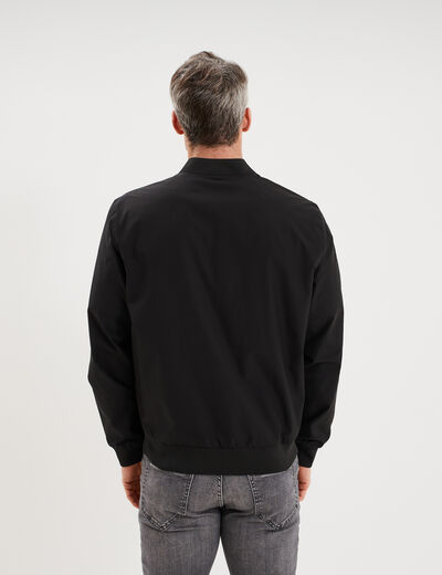 Blouson col teddy d&eacute;perlant noir homme