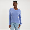 Pull col en V bleu ciel femme