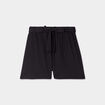 Short fluide taille élastiquée ceinturée noir femme