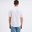 Chemise manches courtes mélange lin blanc homme