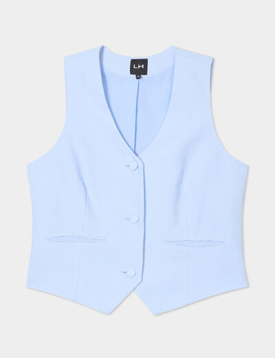 Veston sans manches bleu ciel femme