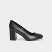 Escarpins à talons carrés en cuir noir femme