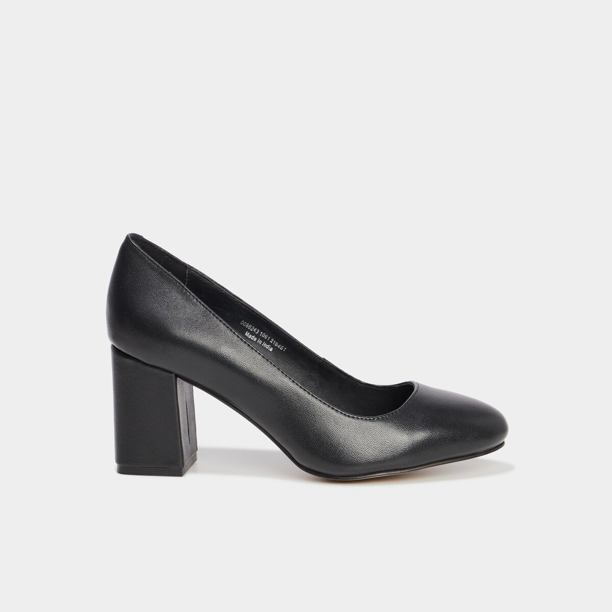 Escarpins à talons carrés en cuir noir femme