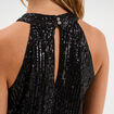 D&eacute;bardeur sequins et encolure am&eacute;ricain noir femme