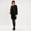 Veste droite boutonn&eacute;e tweed&eacute;&eacute; noir femme