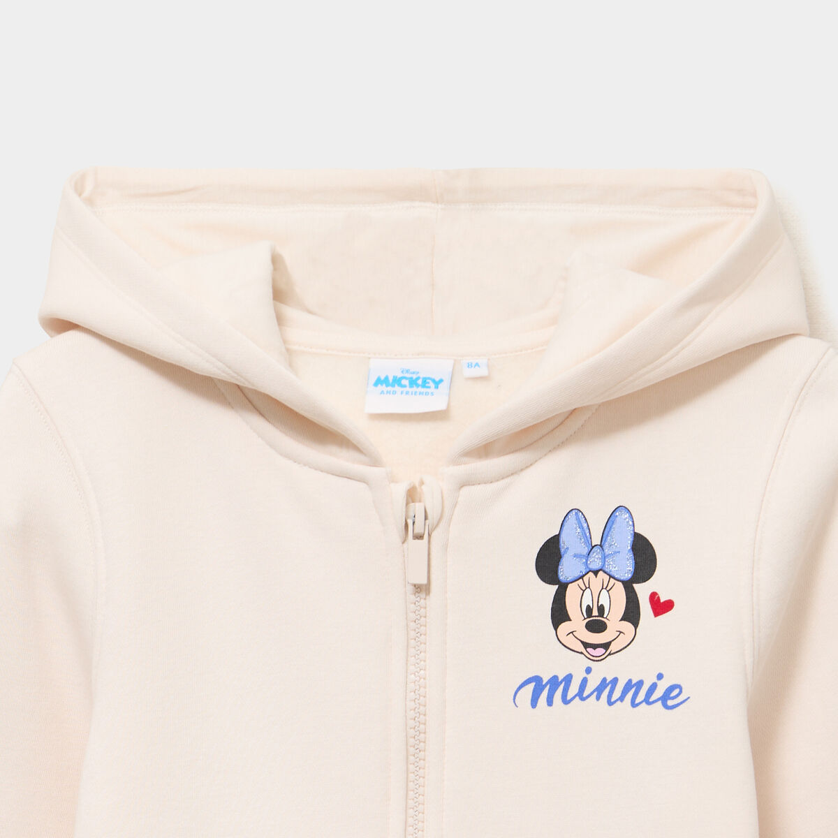 Sweat zipp&eacute; molletonn&eacute; &agrave; capuche Minnie beige fille