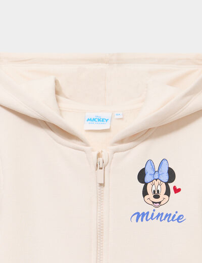 Sweat zipp&eacute; molletonn&eacute; &agrave; capuche Minnie beige fille