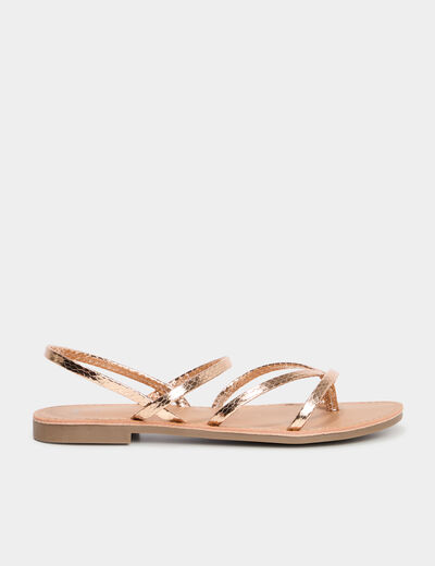 Sandales plates rose champagne femme
