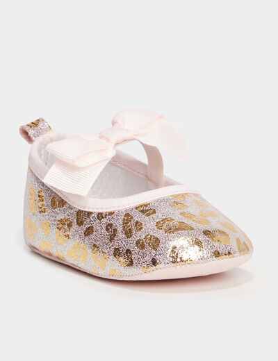 Bottons ballerines avec bride élastiquée jaune or bébé fille