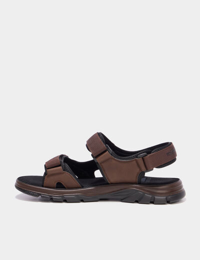 Sandales &agrave; scratchs marron homme