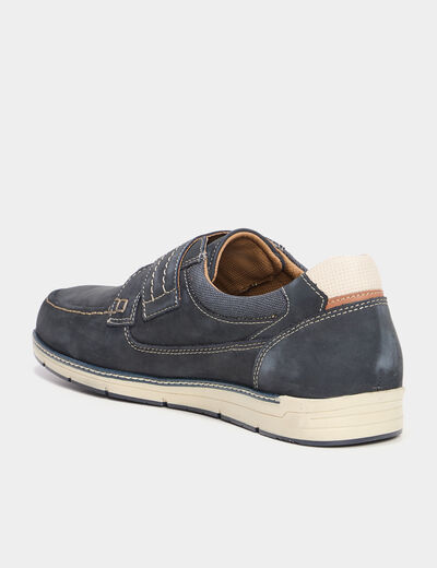 Chaussures bateau en cuir bleu homme