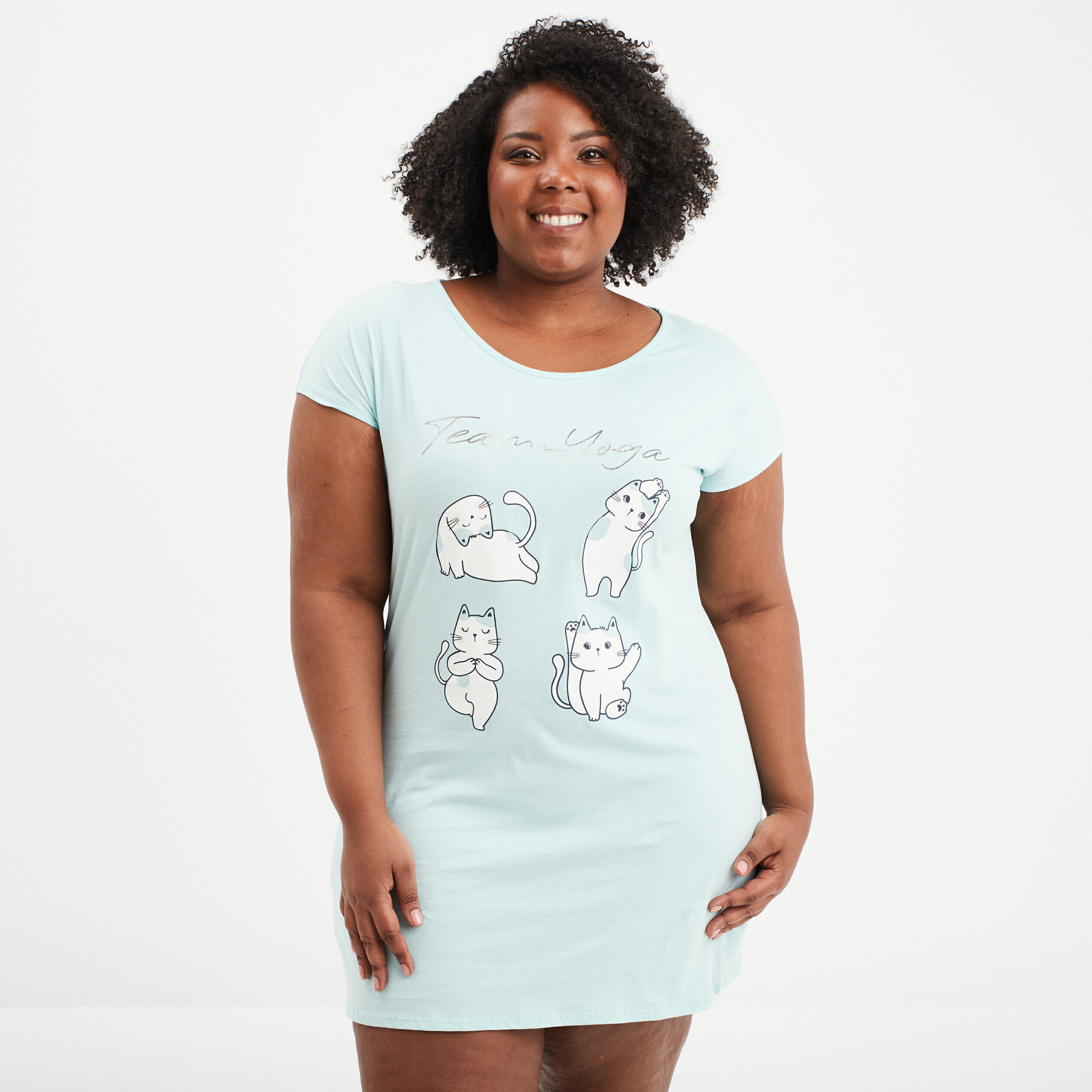 Chemise De Nuit Femme En Coton Manches Courtes - Grandes Tailles L à 4XL, Avec Poches - 3