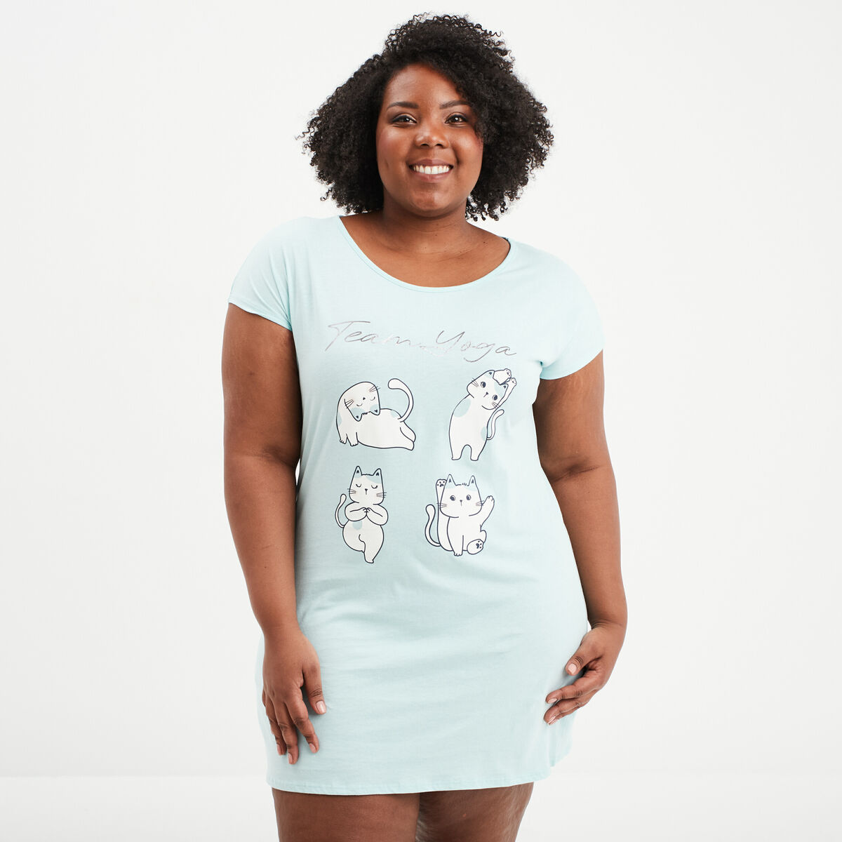 Chemise De Nuit Femme En Coton Manches Courtes | Grande Taille L à 4XL | Col V Et Poches | Nuisette D'été Confortable Et Respirante
