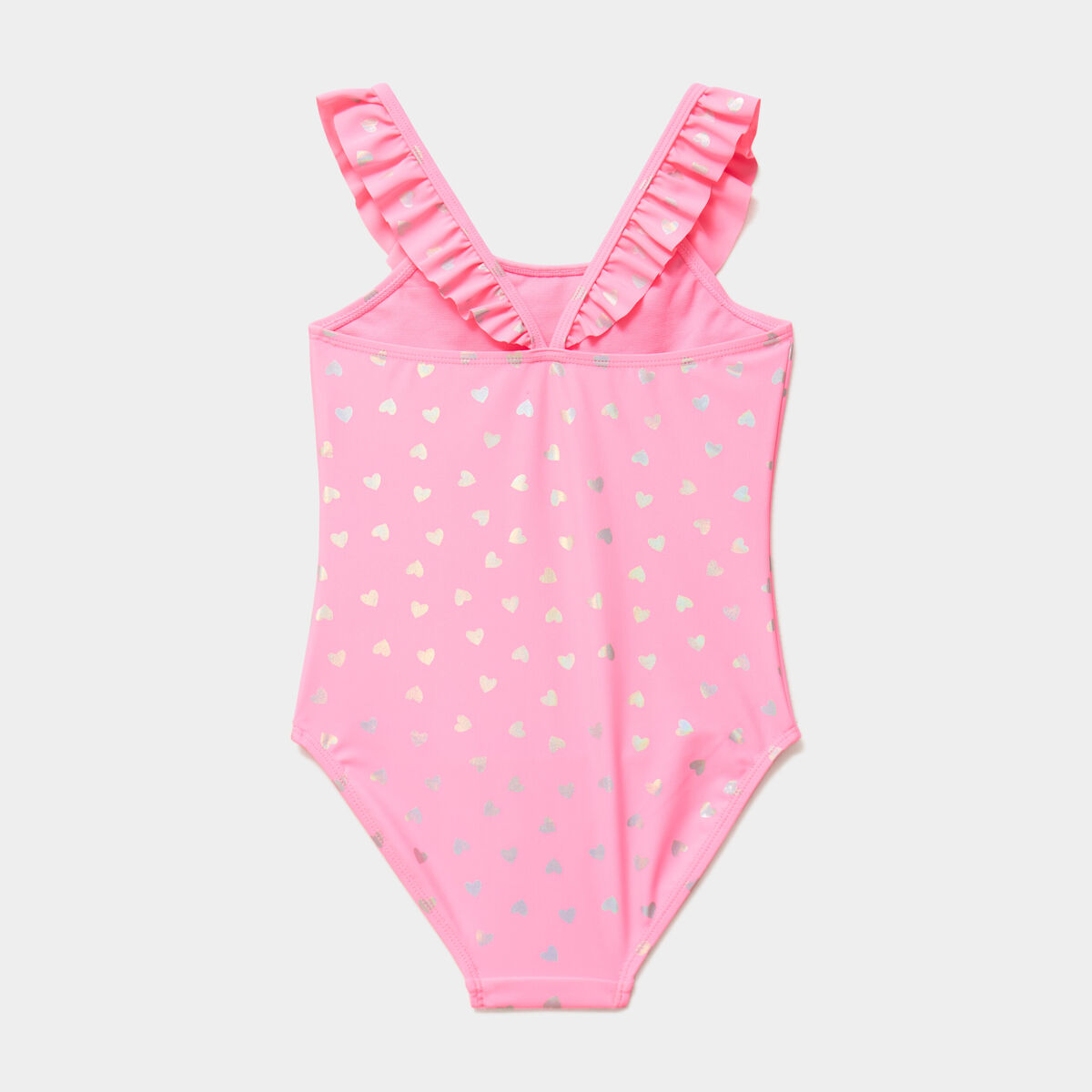 Maillot de bain une pi&egrave;ce &agrave; volants rose fluo fille