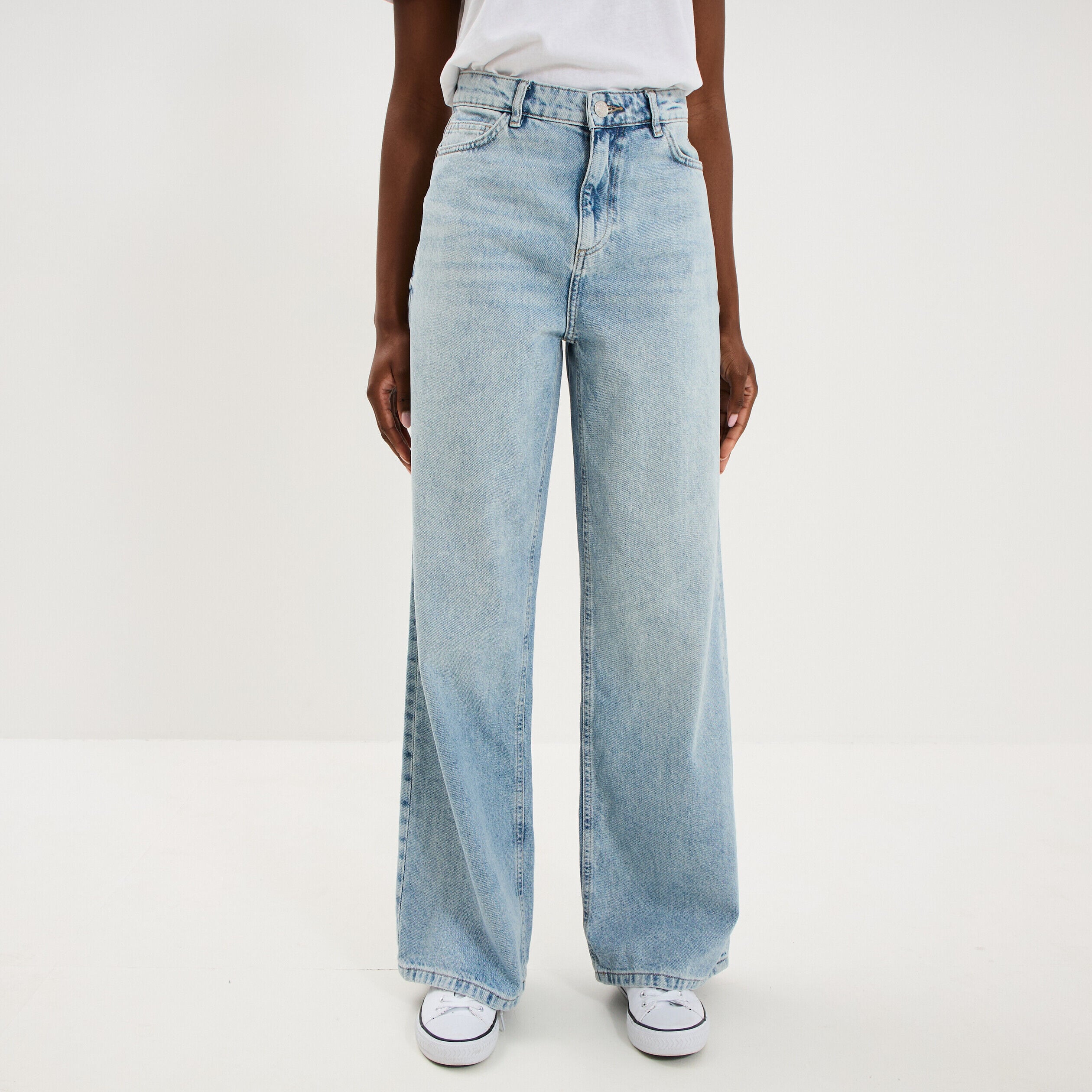 Jean large taille haute coton denim double stone femme CREEKS