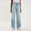 Jean large taille haute coton denim double stone femme