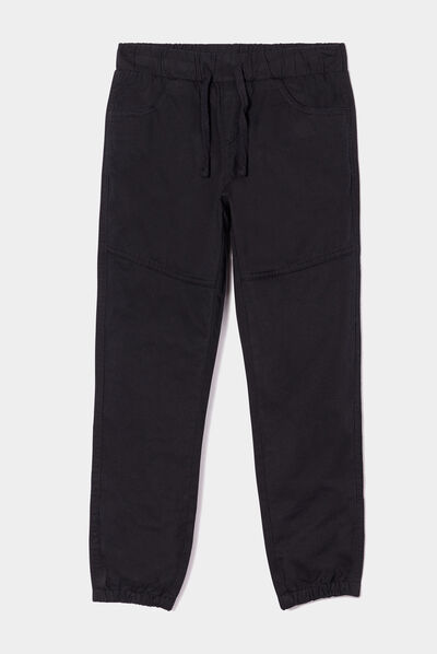 Pantalon regular taille élastiquée coton noir garçon