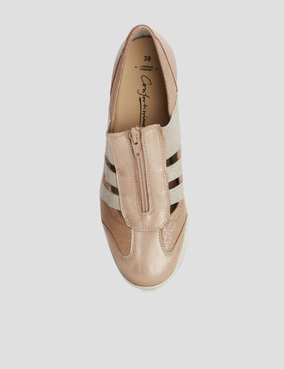 Derbies zippées pied large sable femme