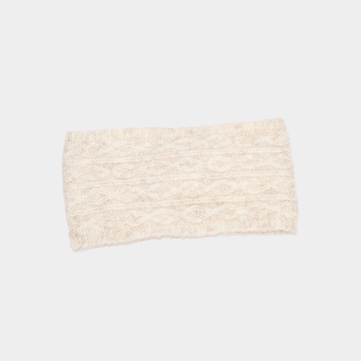 Bandeau tricot&eacute; &agrave; torsades sable femme