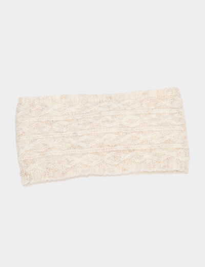Bandeau tricot&eacute; &agrave; torsades sable femme