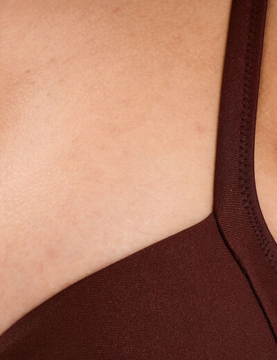 Haut de maillot de bain embo&icirc;tant padd&eacute; marron femme