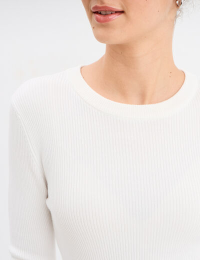 Pull côtelé manches longues Creeks blanc femme