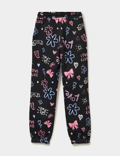 Pantalon de jogging molleton noir fille