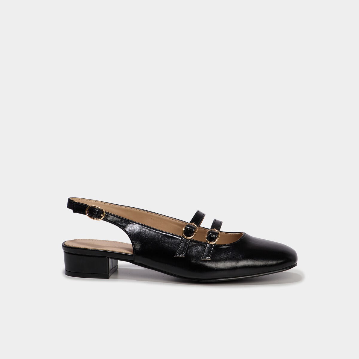Ballerine slingback double bride boucles noir femme