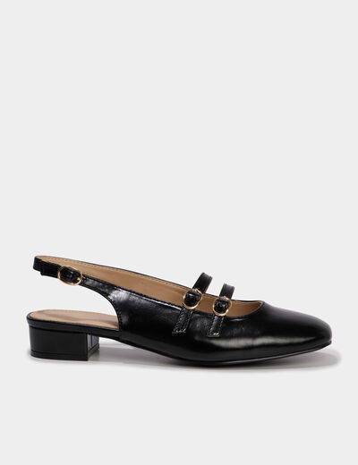 Ballerine slingback double bride boucles noir femme
