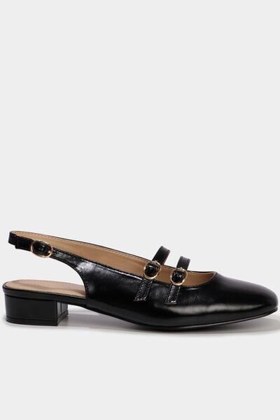 Ballerine slingback double bride boucles noir femme