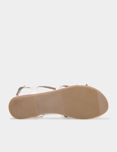 Sandales plates en cuir blanc femme
