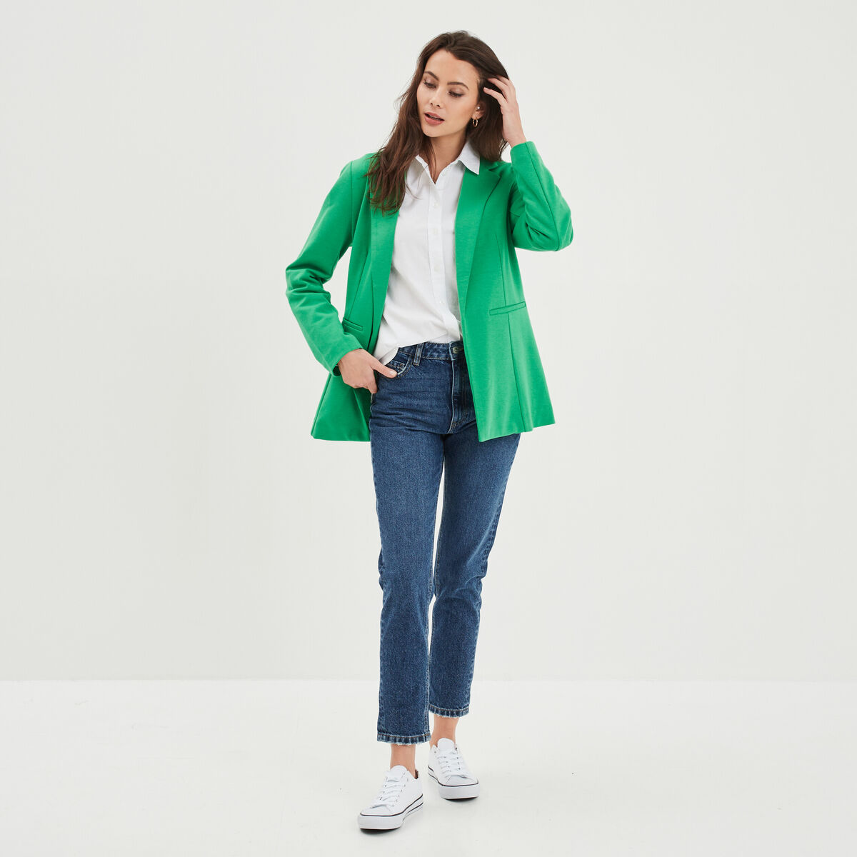 Veste blazer droite vert femme