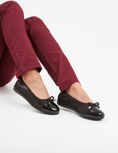 Ballerines en cuir Confortissimo noir femme