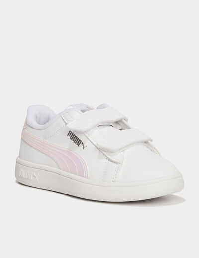 Tennis basses à scratchs Puma blanc fille