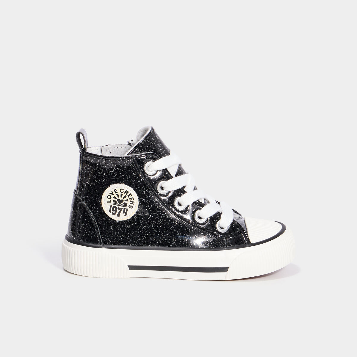Baskets zipp&eacute;es montantes bout renforc&eacute; noir fille